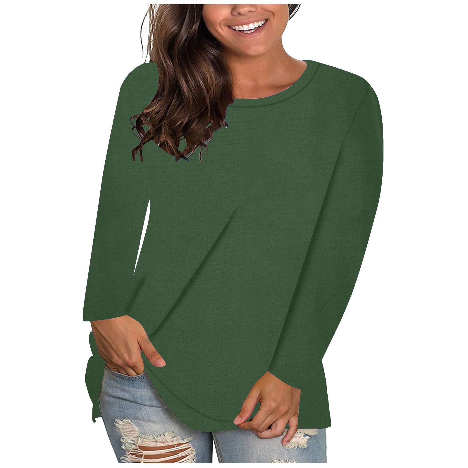 Oversized Sweatshirt for Women Crewneck Tunic Tops Lightweight Pollover  Sweater Long Sleeve Blouse 2024 Fashion