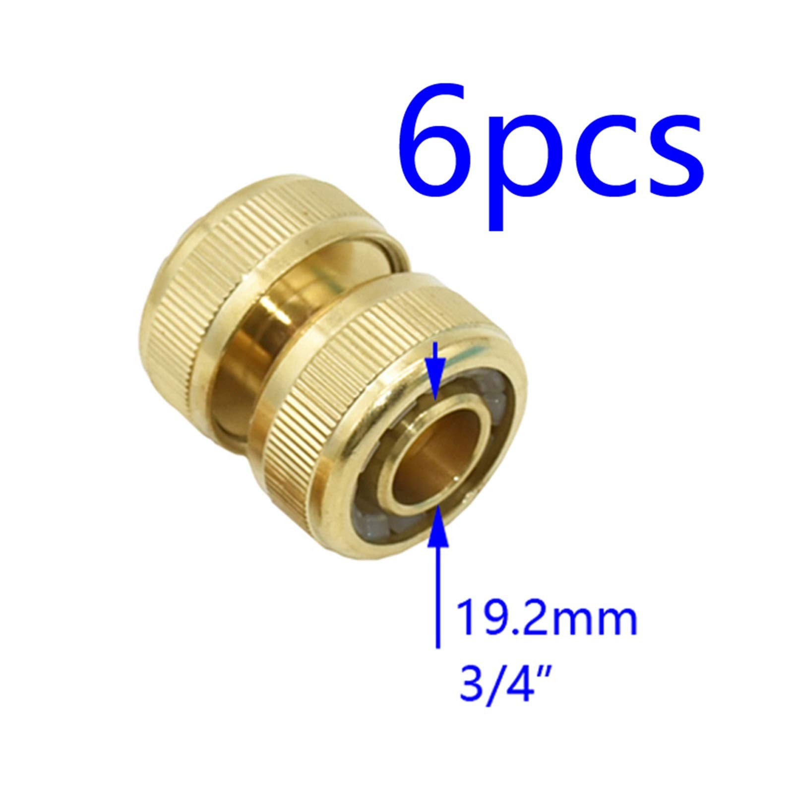 Pipe Fittings 6pcs 5/8" 1/2" 3/4" Brass Hose Repair Quick Connector Extension Pipe Copper Connector with Lock Nut Car Wash Water Accessories (Color : 3I4 x 6pcs)