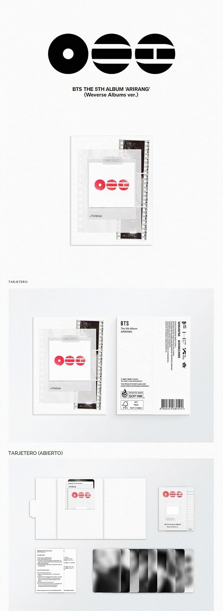 B.T.S ARIRANG [Rooted In Korea + Music + Living Legend + Weverse Albums 4 Ver. Set] El quinto álbum