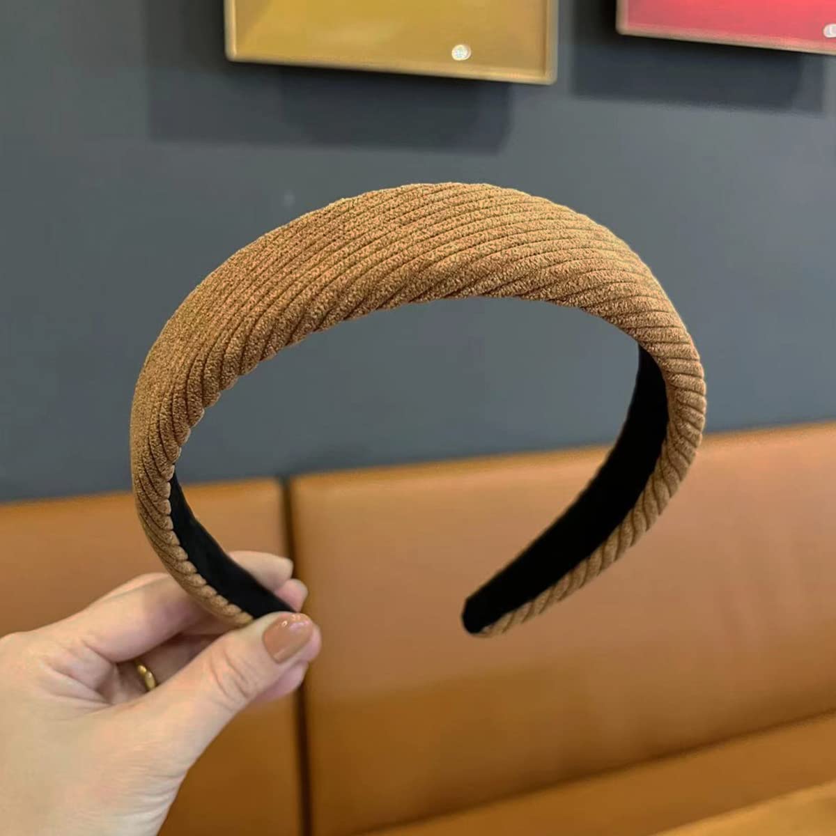 scicent Padded Headbands for Women Wide Headbands Elastic Boho Head Band Hair Accessories for Girls Brown - Image 4