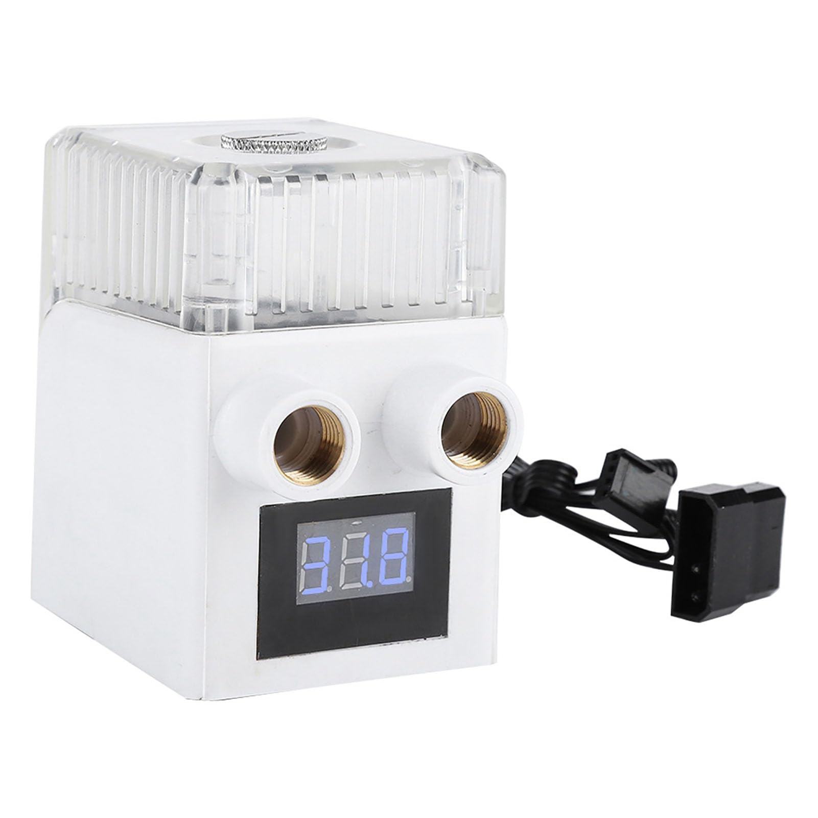 Generic Leistungsstarke Dreiphasige PC-Wasserpumpe mit Echtzeit-Temperaturanzeige für die Kühlung von Gaming-Rigs (Weiß + Temperaturanzeige)