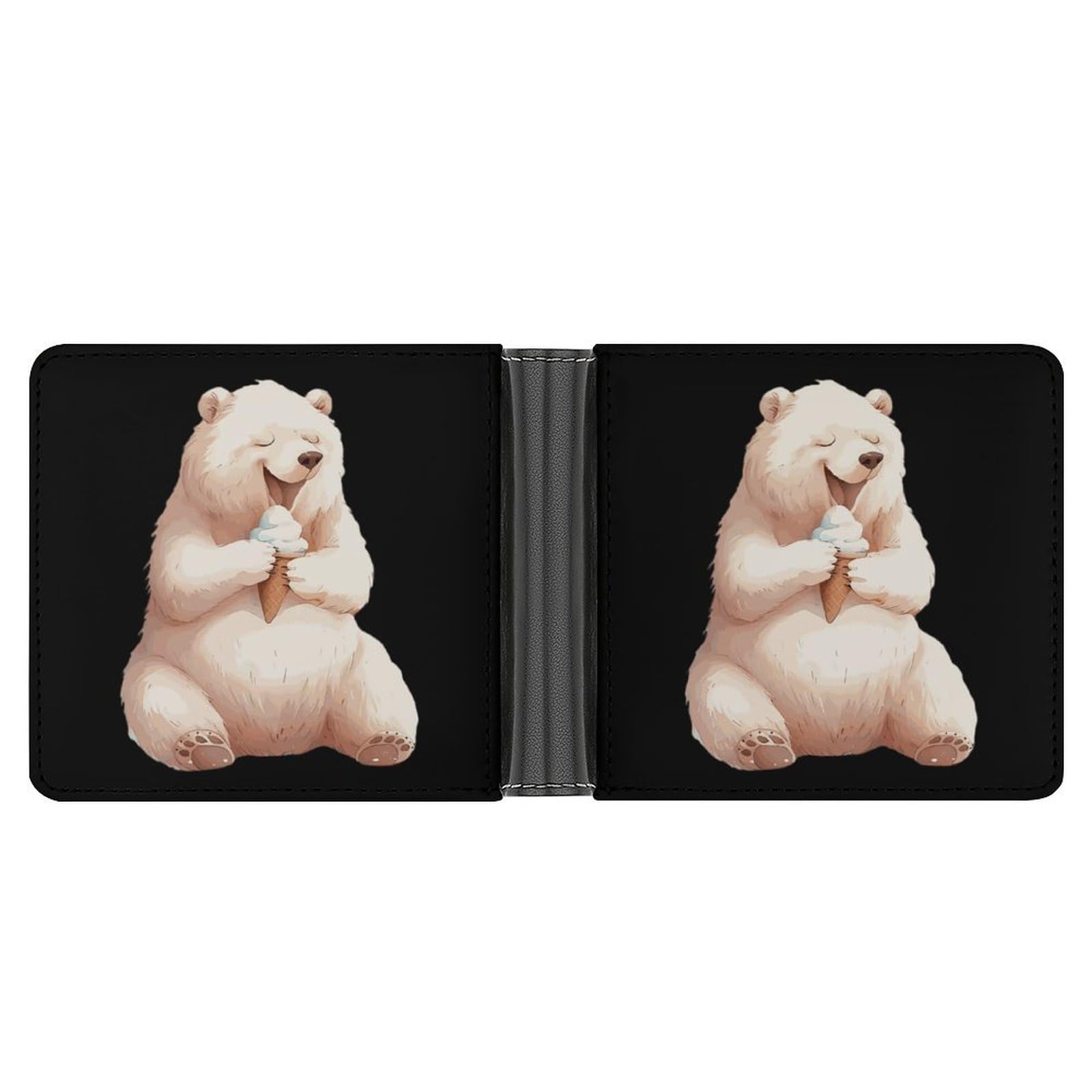Polar Bear Ice-Cream Funny Men's Slim Bifold Wallet with Multiple Card Slots Front Pocket Purse