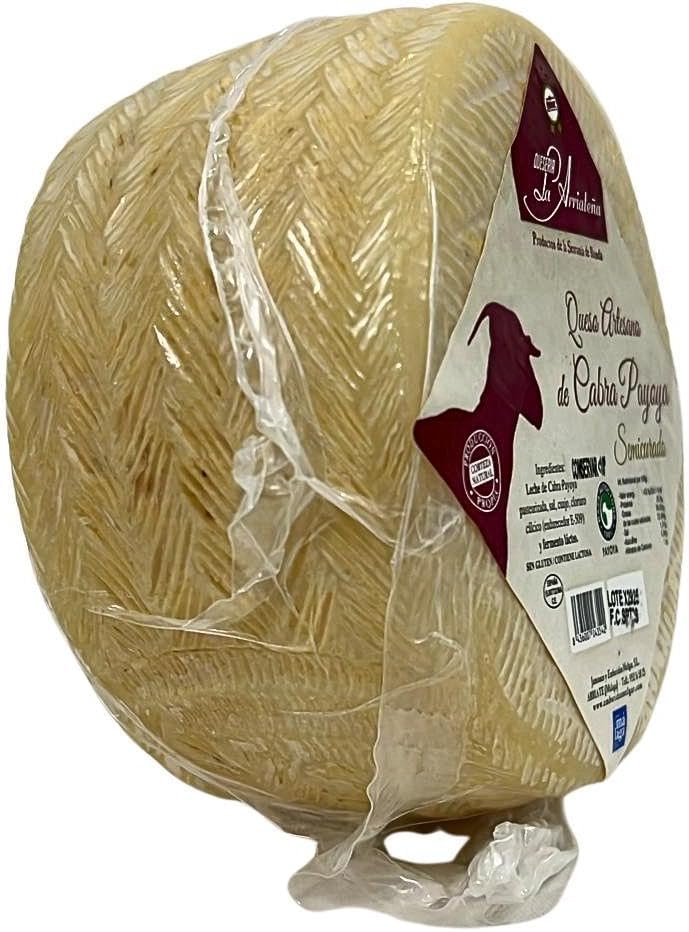 Queso Artesano de Cabra Payoya Semicurado | Pieza Completa 900g Aprox | Queso Gourmet con Sello Sabor a Málaga | Ideal para Regalo, Cestas de Navidad y Degustación | 100% Raza Autóctona