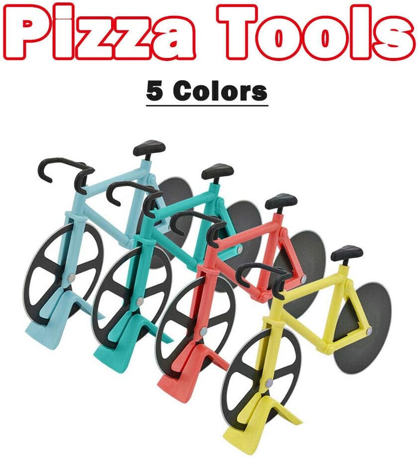 Bicycle Pizza Cutter Wheel SENRISE Bike Pizza Slicer Dual Stainless Steel Non-Stick Cutting Wheels with a Stand - Image 3