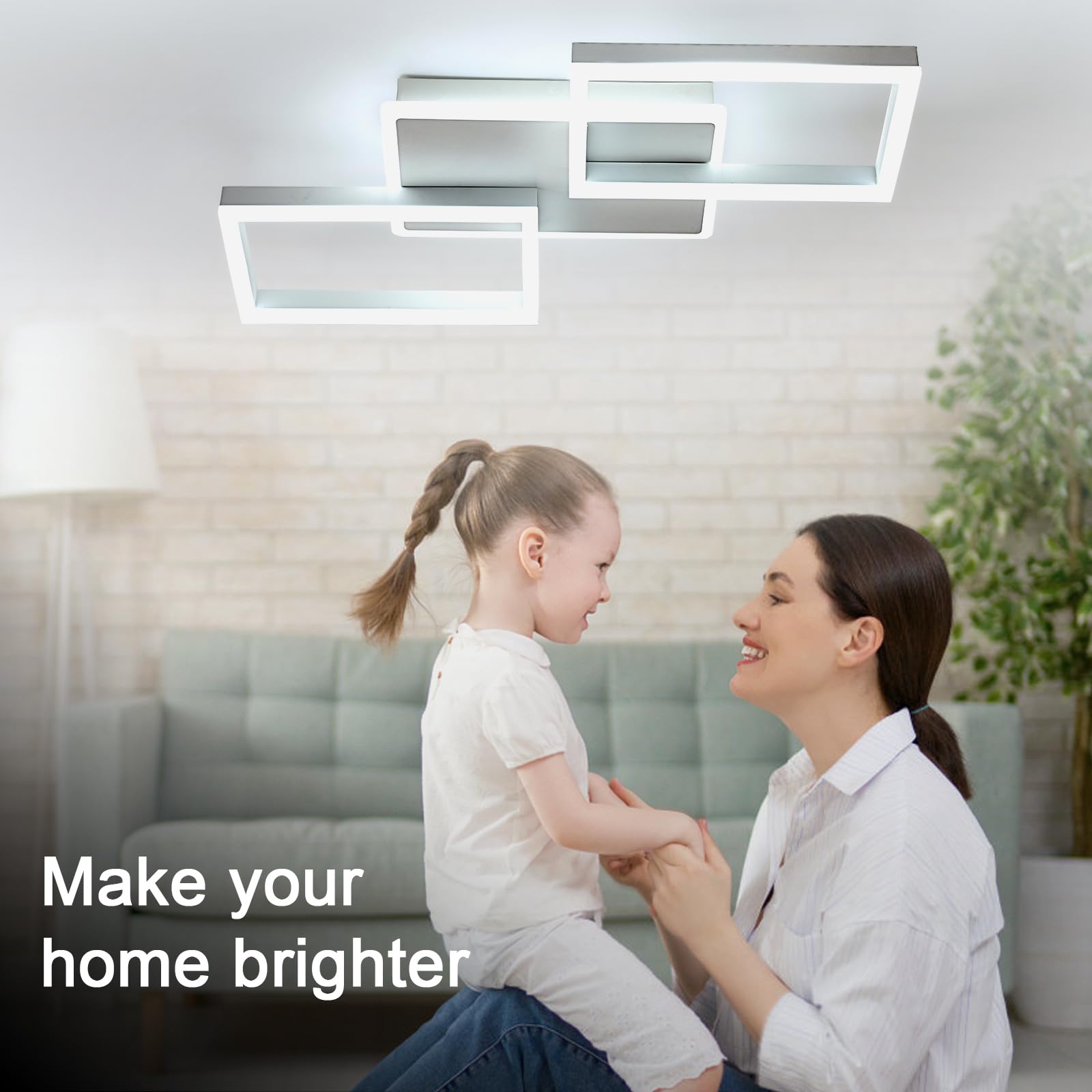 Tealight Plafoniera LED Soffitto, 46W Plafoniera LED Soffitto Moderna Quadrata Design, 5400LM Plafoniera Camera da Letto Bianco per Soggiorno Camere da Letto 6500K Luce fredda