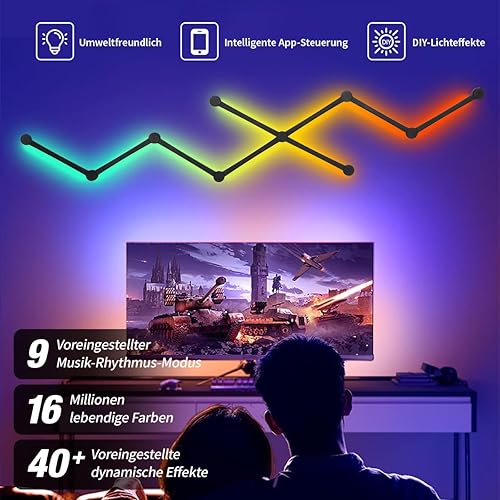 Miniatura 3 de RGBIC Smart WiFi Glide - Lámpara de pared, compatible con Alexa y Google Assistant, 16 millones de colores, sincronización de música, luces de