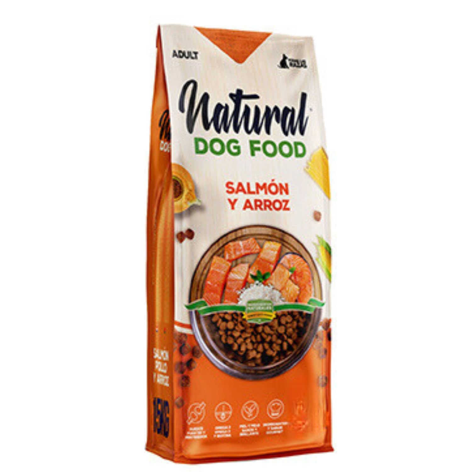 Natural Dog Food SALMÓN Y ARROZ, Pienso para Perros Adultos pequeños y Grandes, Pienso para Todas Las Razas, pienso Premium para Perros, Alimento seco para Perros, pienso Natural (15 KG.)