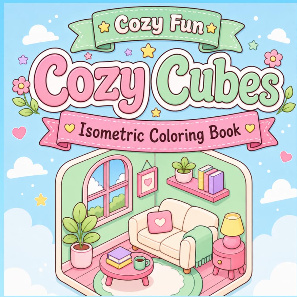 Cozy Fun - Cozy Cubes: An Isometric Corner Coloring Book for Stress Relief and Relaxation