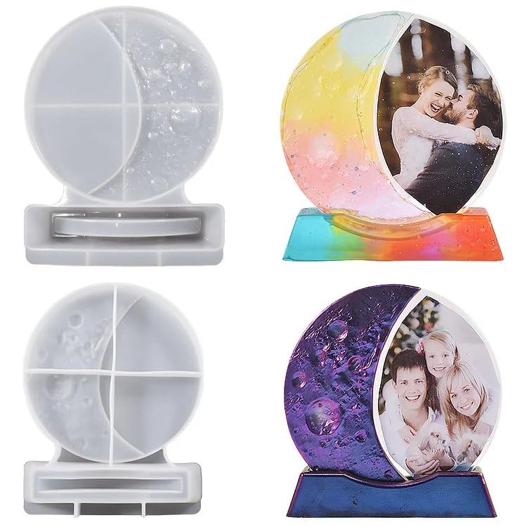 Image of Moon Photo Frame Silicone Mold - Lunar Phase Resin Art Mold for DIY Picture Frames, Unique Gifts & Home Decor - Reusable Epoxy Resin Mold