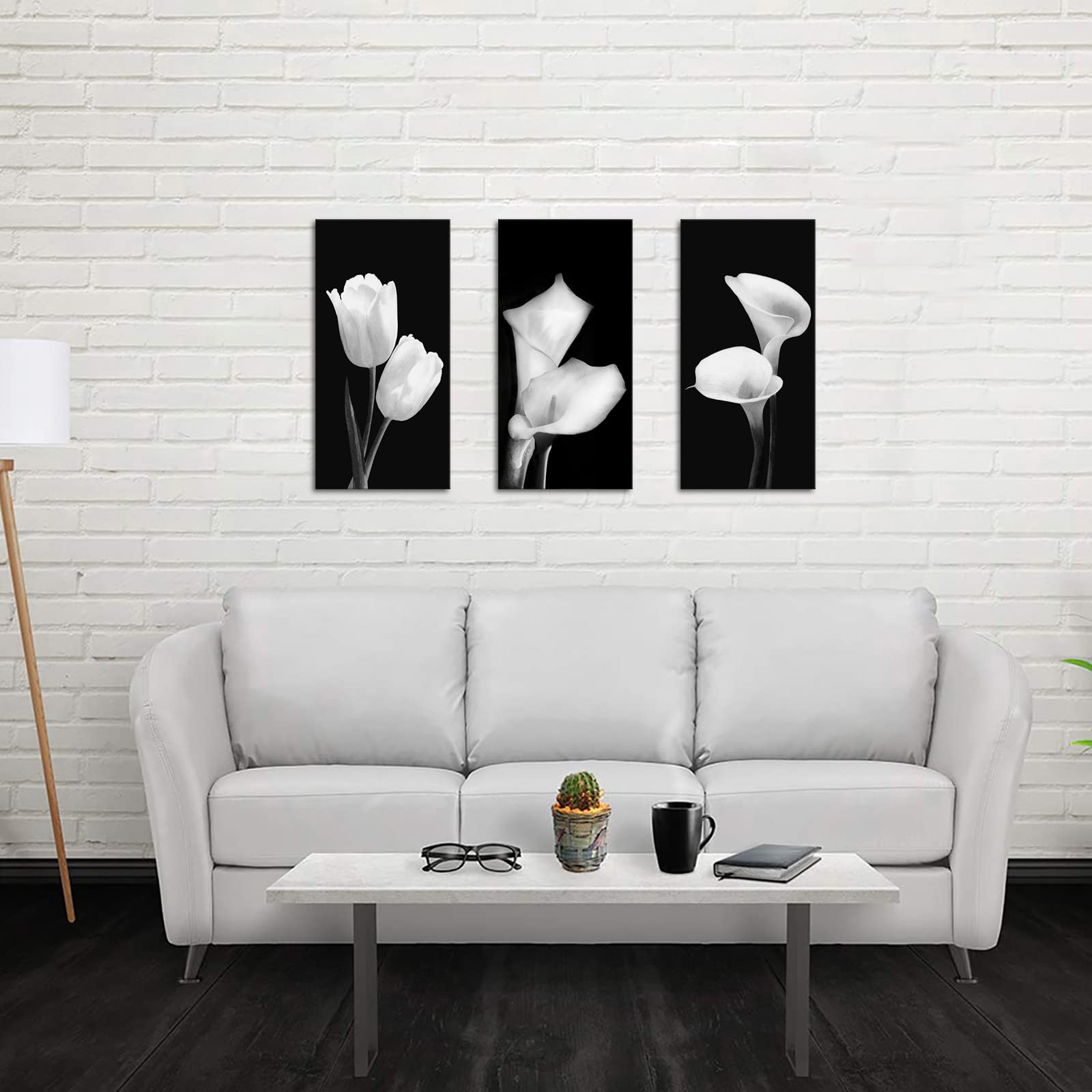 CCWACPP 3 Piezas De Lienzo Floral Para Pared, Imágenes De Flores De Magnolia, Cuadros De Flores En Blanco Y Negro, Impresiones De Pintura Moderna Para Dormitorio, Sala De Estar, Decoración Del