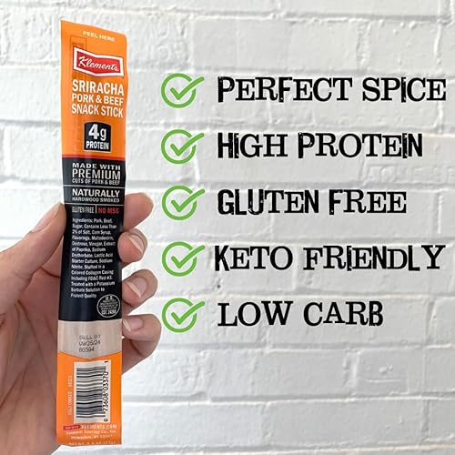 Miniatura 2 de Palitos de carne picante de sriracha  Sabor atrevido, alto en proteínas, bajo en carbohidratos, keto, sin gluten, sin MSG, bocadillos saludables