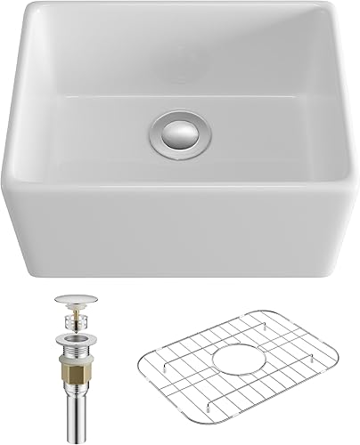 Eridanus - Fregadero con estación de trabajo, 30 pulgadas de largo x 20 pulgadas de ancho, fregadero de cocina de porcelana de arcilla refractaria,