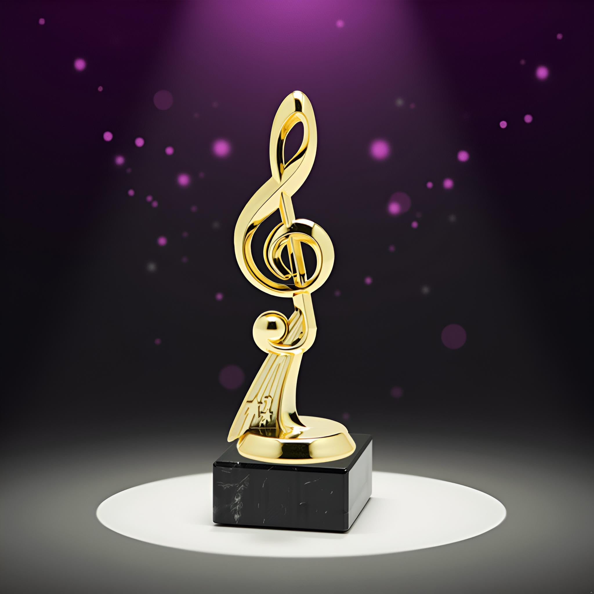 Trofeo Nota Musica in ABS – Premio Musica Elegante per Eventi, Concorsi, Scuole, Bande e Cantanti – Coppa Musicale con Base Personalizzabile – Idea Regalo Musicisti (Altezza 19cm)