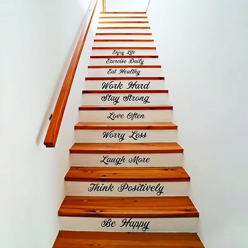 Miniatura 3 de Calcomanías de vinilo con citas para escaleras, calcomanías de refranes familiares para escaleras, juego de calcomanías artísticas para escaleras,