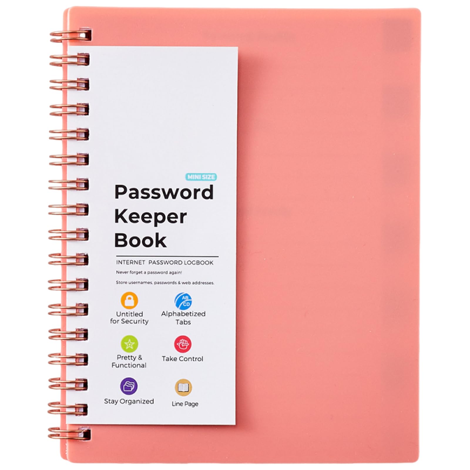 Xjdzineq A 6 Spirals Notebook Password Keeper Book with Indexed Diary Writing Pad Journal Notebooks School Supplies Password Keeper Book
