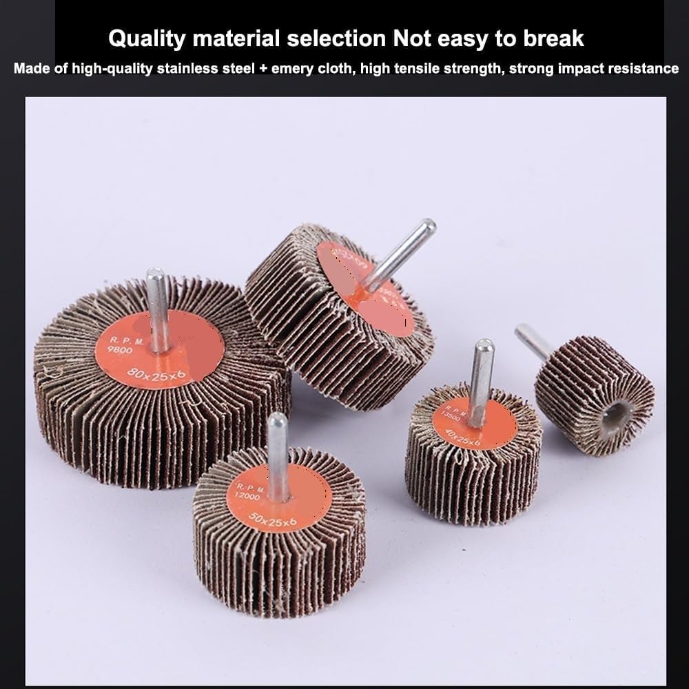 16–80 mm Schleifpads mit 1/4-Zoll-Schaft-Bohraufsatz, Fächerschleifscheiben mit Körnung 80, 10er-Pack for Polieren von Metall und Holz(30mm)
