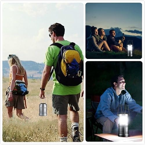 Miniatura 6 de AlphaDesignLux - Linterna LED portátil plegable para campamento, ligera, impermeable, recargable por USB, kits de supervivencia para interiores y