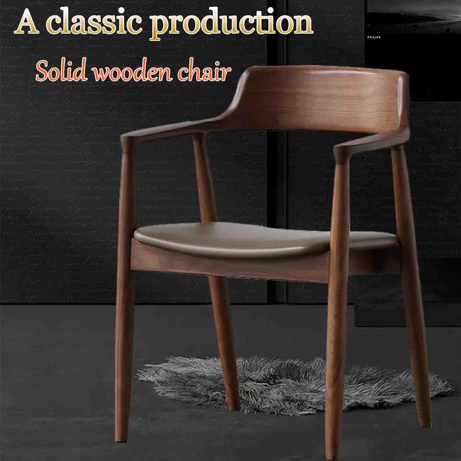 Ergonomic Solid Wood Chair Home Living Room Chair Coffee Chair Simple Armchair backrest Chair Sitting Comfort No Installation Required Suitable for a Wide Range of Applications(Wood Colour)