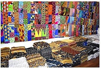 African Print Fat Eighth Fabric Bundle | 100% Cotton, Quilted, 10 Fat Eighths, 12x22 inches, Print Pattern, Craft Supplies