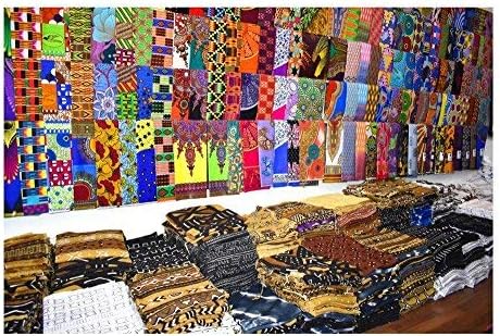 African Print Fat Eighth Fabric Bundle | 100% Cotton, Quilted, 10 Fat Eighths, 12x22 inches, Print Pattern, Craft Supplies