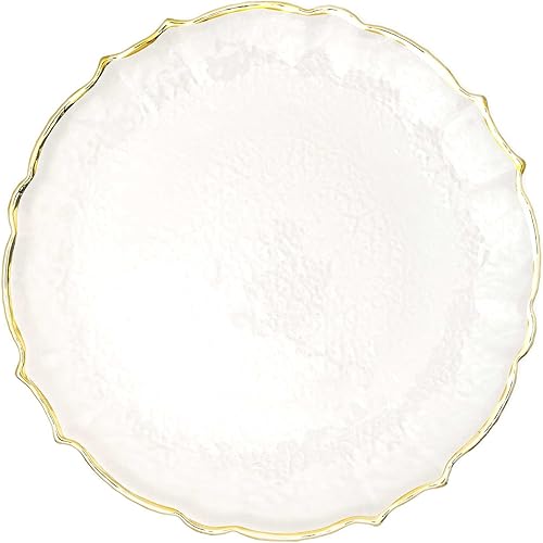 Simply Elegant Placa de carga de vidrio festoneado  Placa de servicio para fiestas, cenas, bodas, quinceañeras y eventos  13 pulgadas de diámetro