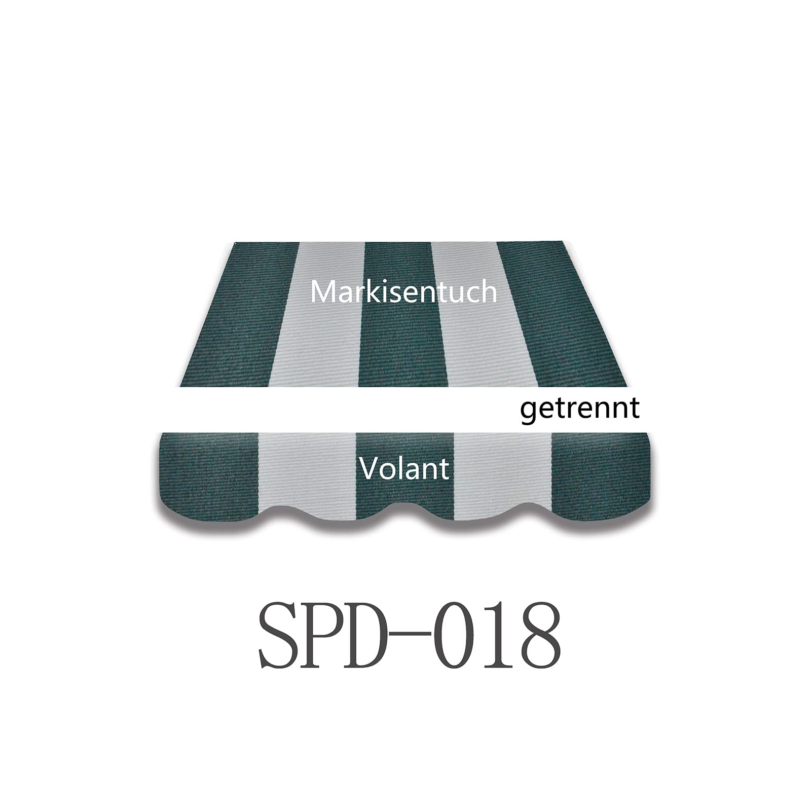 VANA Markisenstoff Volant für 4 m Markise Ersatzstoff Markisentuch Bespannung Sonnenschutz, nur Volant, fertig genäht, Maß 3,83 x 0,21 m, Design SPD018