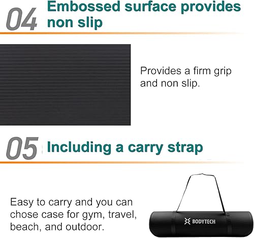 Miniatura 5 de BODYTECH Esterilla de yoga para ejercicio con protección de bordes y extra ancha de 27.6 pulgadas de grosor para gimnasio y fitness en casa.