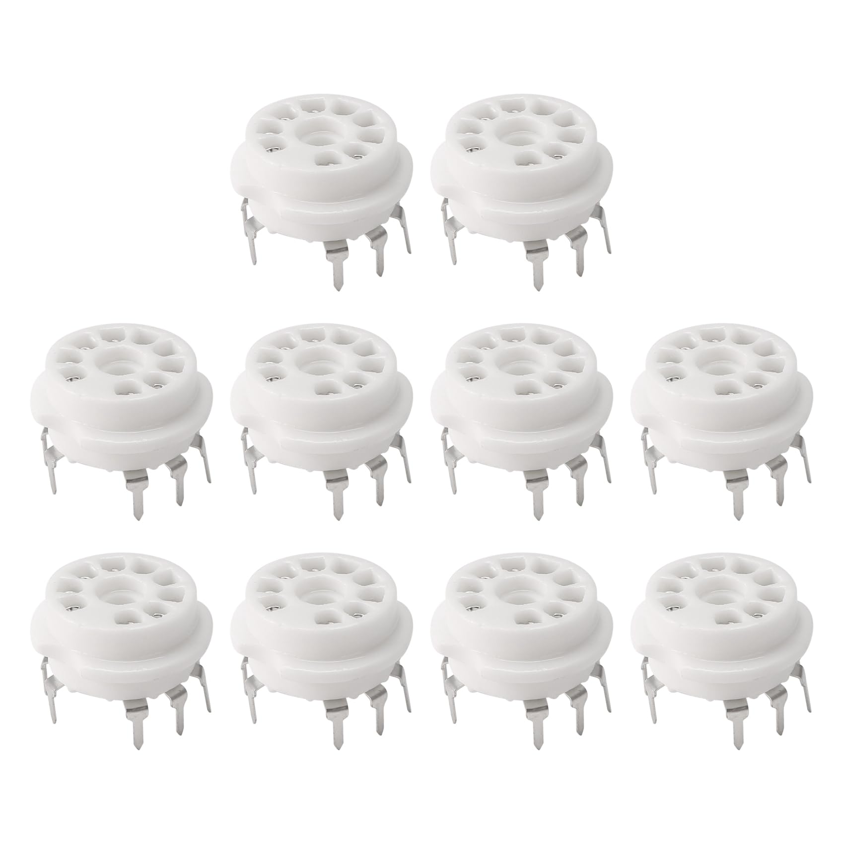 Lonrtesw Silver 10Pcs Pcb 9Pin Ceramic B9a Vacuum Tube Socket Audio Hifi Diy Amps For 12Ax7 12Au7 12At7 Ecc81 Ecc82 Ecc83 -Plated