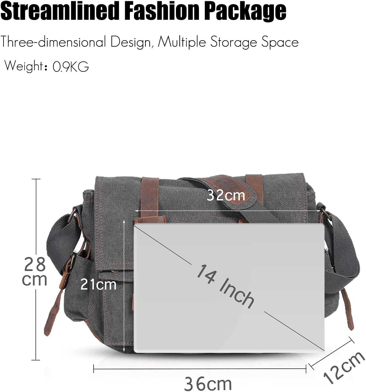 FANDARE New Vintage Messenger Bag Satchel Bag bag Bookbag Casual Travel Shoulder Bag image 4