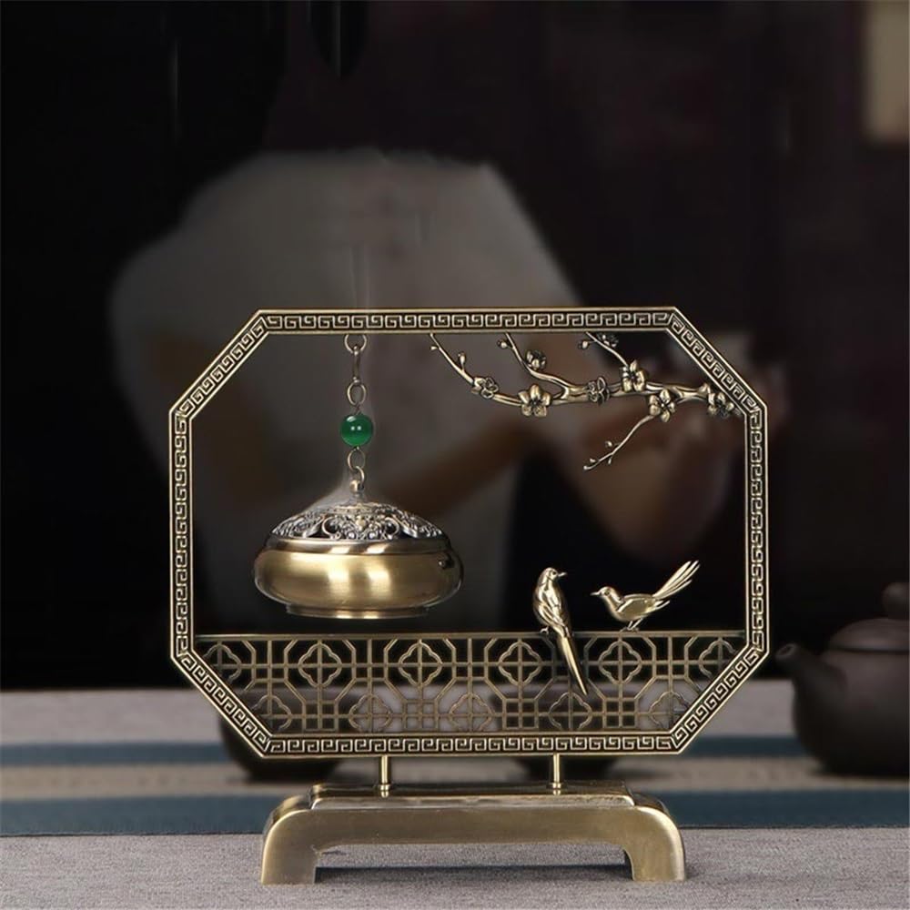 Bruciatore di incenso in lega rame alta qualità, ornamento decorativo for interni, porta sospeso