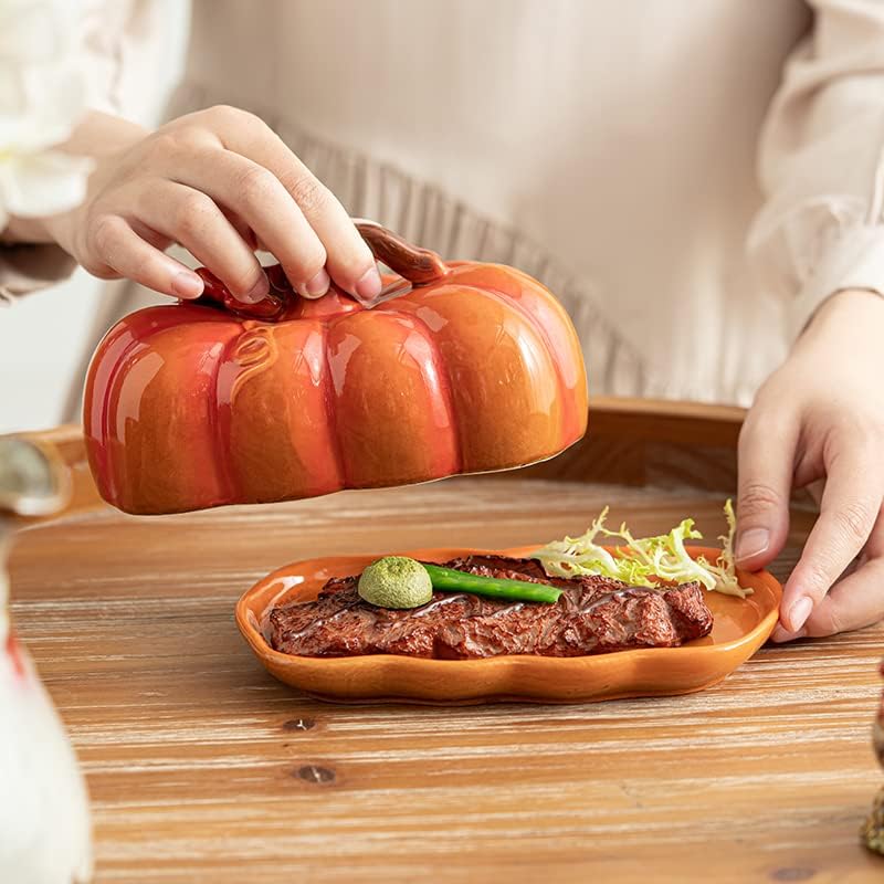 Miniatura 2 de Mantequillera de calabaza con tapa, manteca de cerámica, para mantequilla, platos, frutas, plato de mantequilla para encimera, encimera,