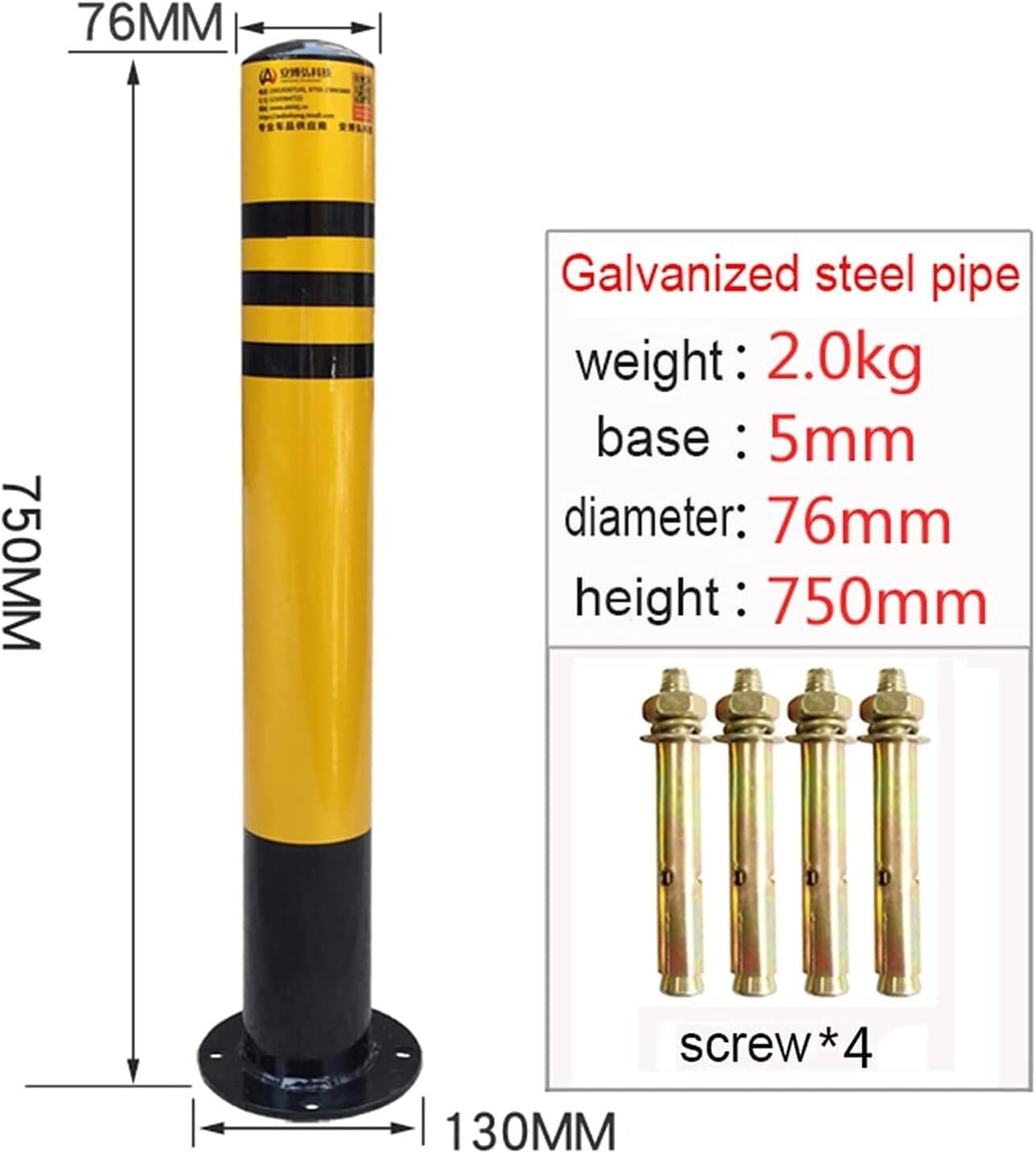 CukUJH Parking Guardrails Safety Parking Barrier Post for Driveways Fixed Parking Bollards Barrier Car Security