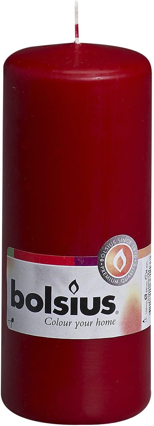 Bolsius 103614600144 Pillar Candle, Paraffin Wax, Wine Red