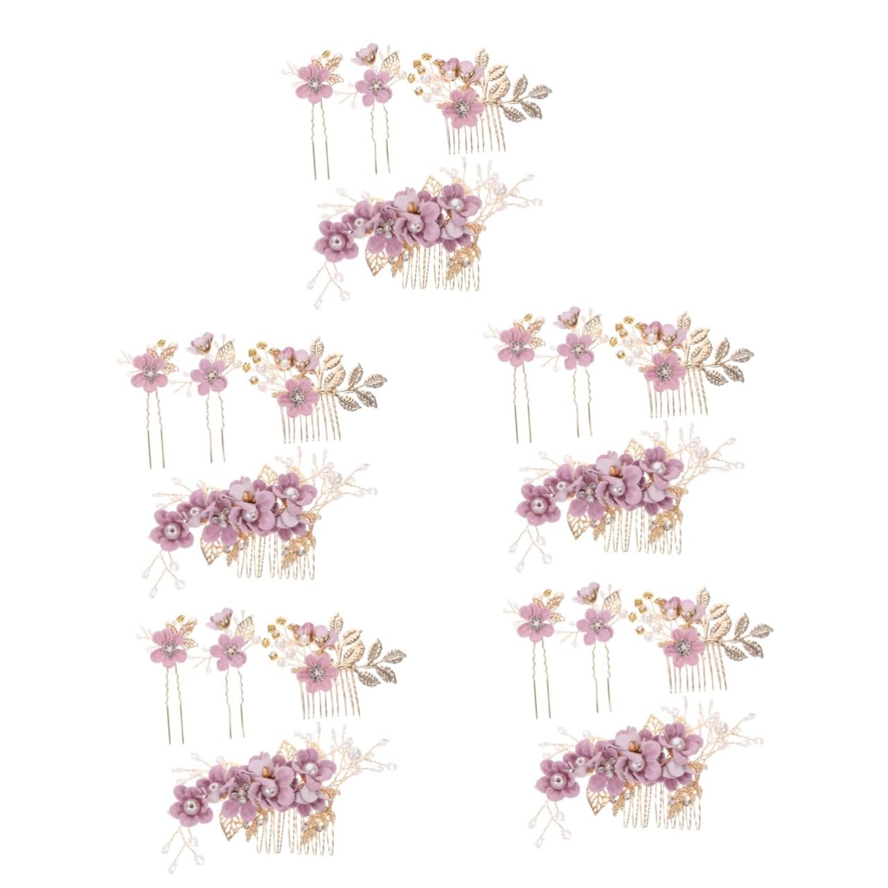 Healeved 20piezas Horquillas De Flores Para Novia Tocado Elegante De Novia Accesorios De Cabello Para Bodas Peina Decorativa Diseño Floral y Morado