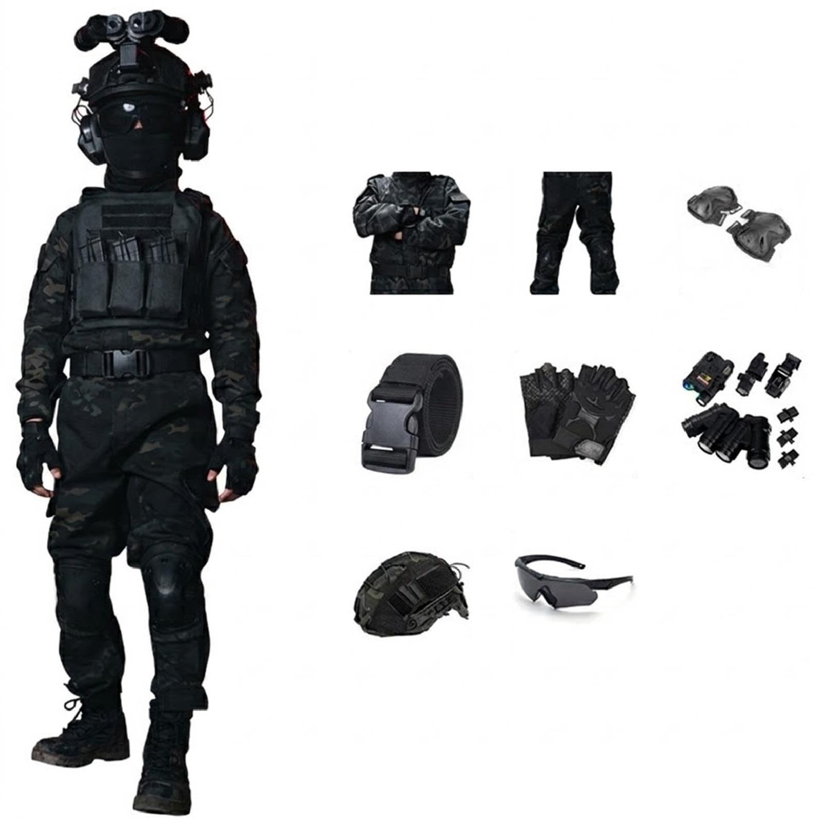 Completo Divisa Mimetica Termica Ragazzo 8 Pezzi Camicia Pantaloni Elmetto