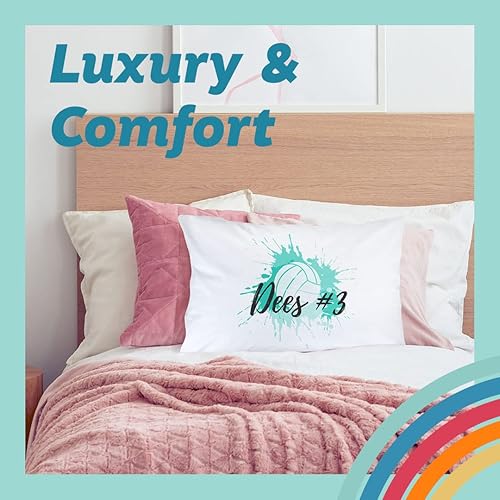 Miniatura 2 de Funda de almohada personalizada de voleibol con fondo turquesa salpicado - Fundas de almohada decorativas - Funda de almohada tamaño estándar de 20