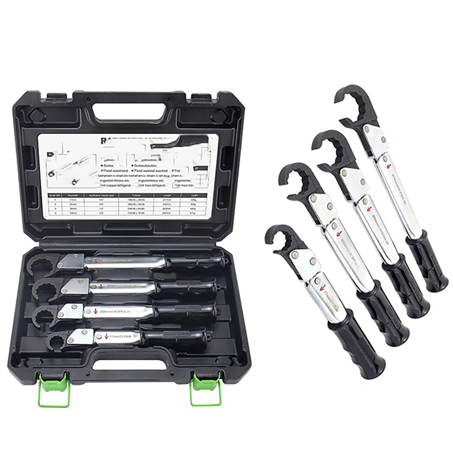 Kit de llave dinamométrica con trinquete, llave de servicio HVAC ajustable de 18-75 Nm, para tubo de cobre de 1/4", 3/8", 1/2", 5/8", llave dinamométrica de extremo abierto, aire acondicionado de refr