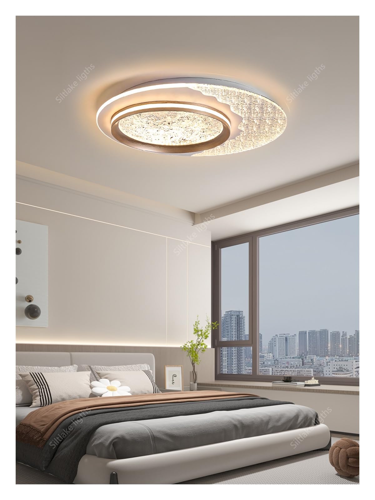 SYAXVOM Chandelier LED Nordic Minimalist Creative Round Ceiling Light, Suitable for Living Room, Bedroom, Dining and Hallway Lamps(Neutral)