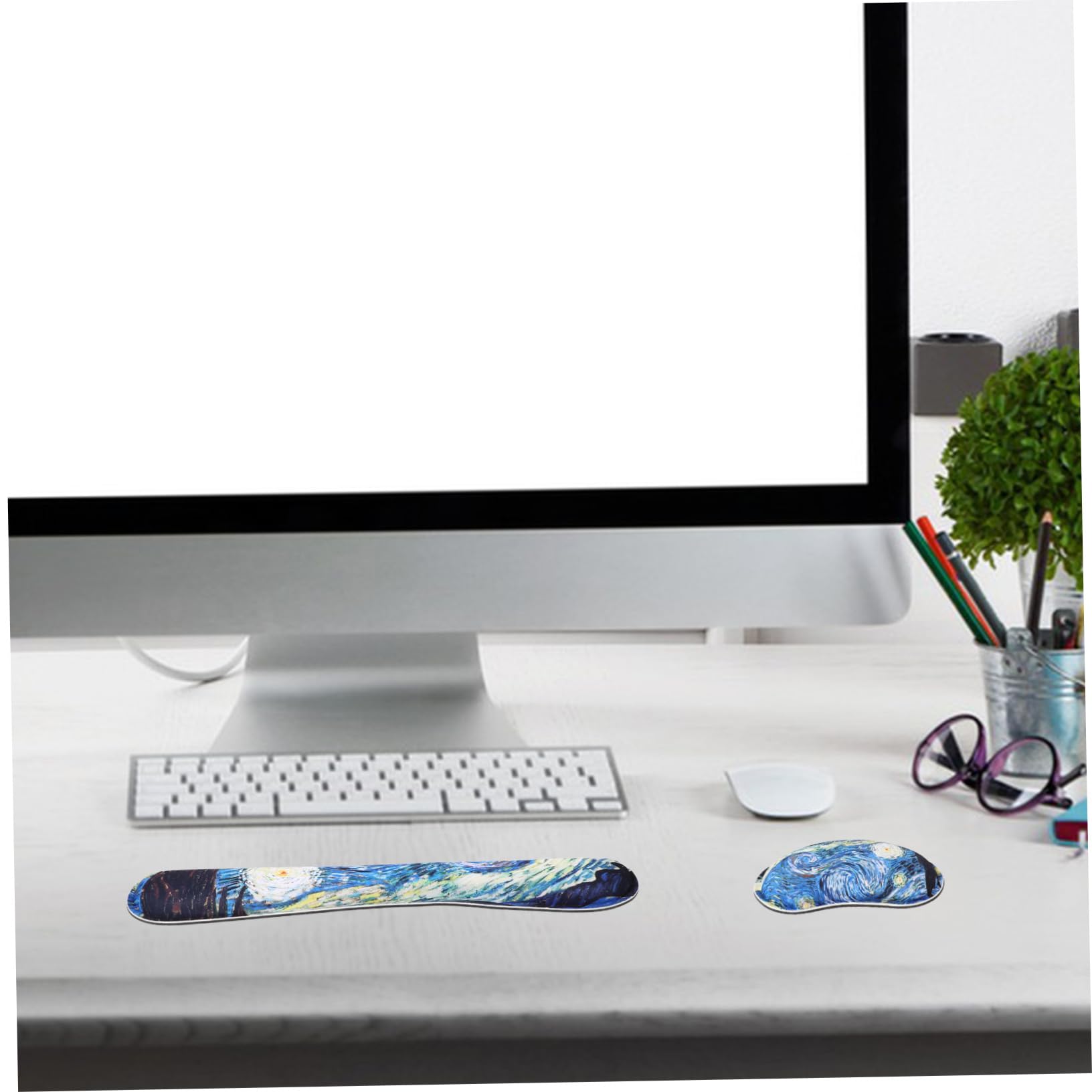 Lot De 3 Repose-poignets Pour Clavier Dordinateur Tapis De Souris En Mousse À Mémoire De Forme Design Ergonomique Pour Une Utilisation Confortable 2 Pièces X 3