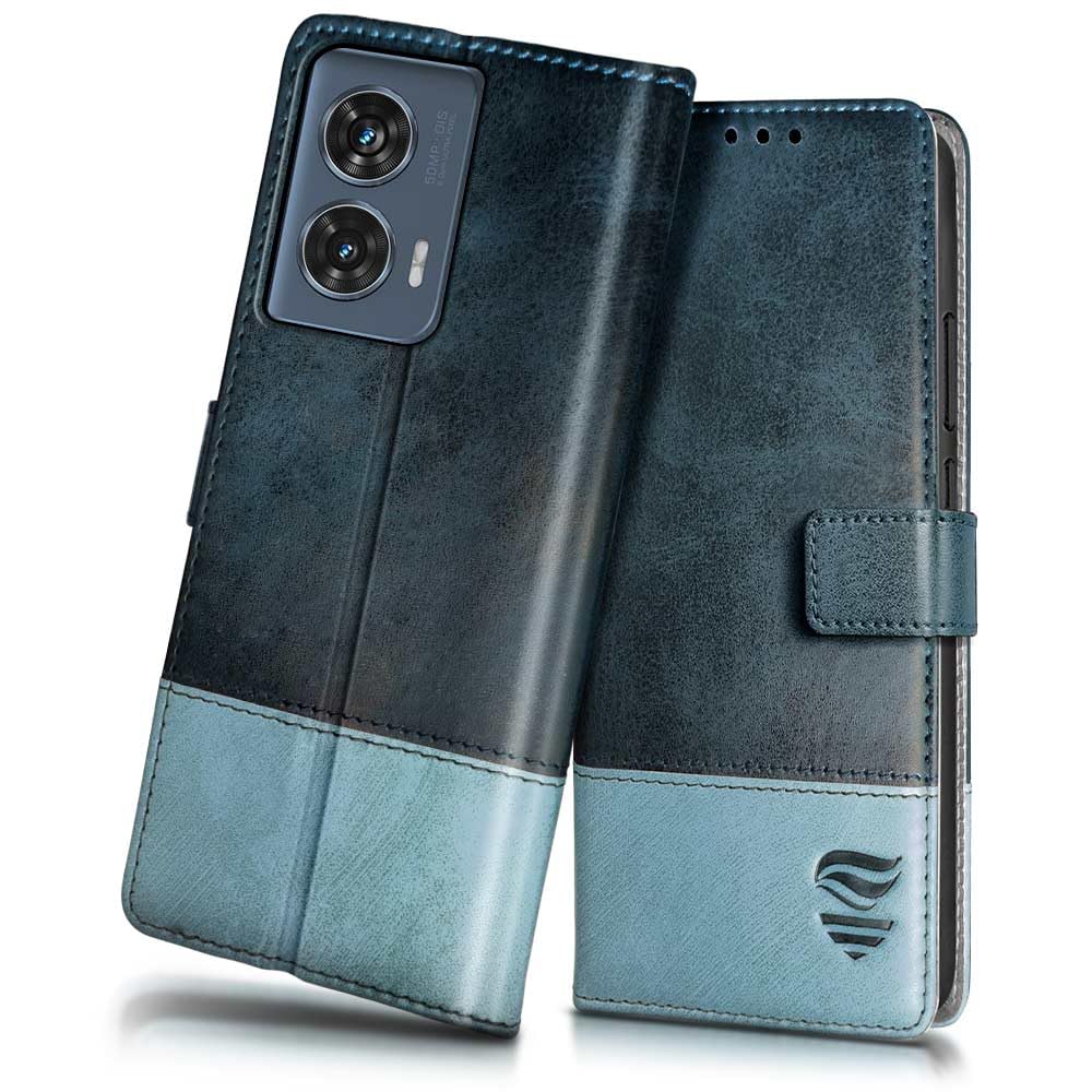 FLIPPED Vegan Leather Flip Case Back Cover for Motorola Moto Edge 50 Fusion (Flexible, Shock Proof | Hand Stitched Leather Finish | Card Pockets Wallet & Stand | Blue with Aquamarine) (B0D5HKSW11) Amazon Price History, Amazon Price Tracker