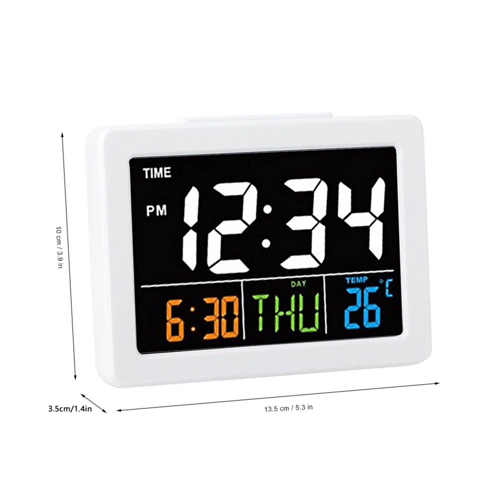 3 x kolorowy budzik na biurko LCD z dużym ekranem i wyświetlaczem daty temperatury