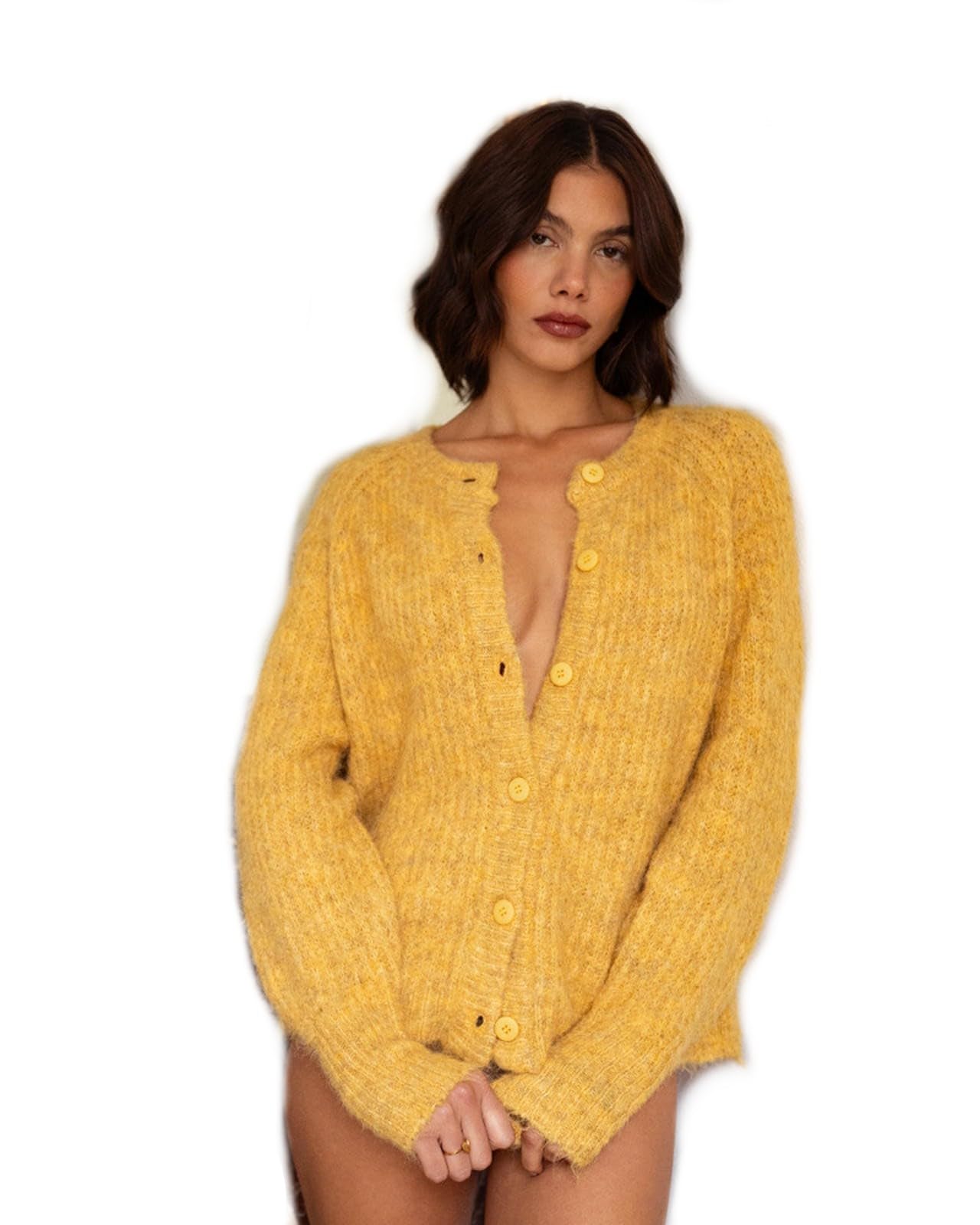 Maglioni Maglione da Donna A Maniche Lunghe Lavorato Maglia Sexy, Perfetto per L'autunno E l'inverno -Giallo-l