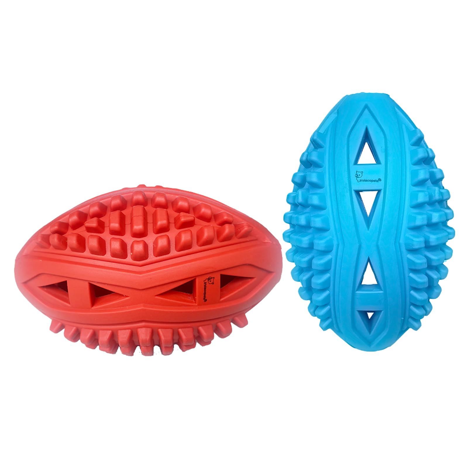 Durable Dog Chew Toys - Large Medium Freezable Fillable Smear Treats Blue Red 2 Pack