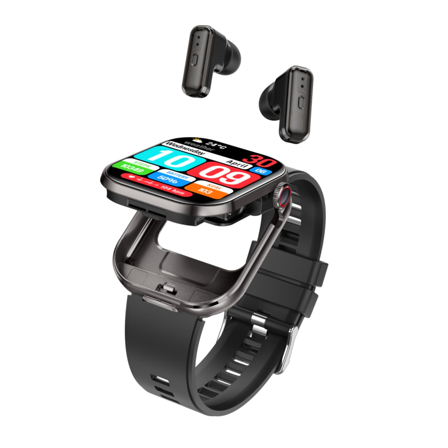 AIEK Smartwatch pour Femmes et Hommes, Oreillette Bluetooth, Appel Bluetooth, Fréquence Cardiaque, Pression artérielle, Montre Fitness Tracker pour iOS Android, Grand écran 2.02" (Noir)