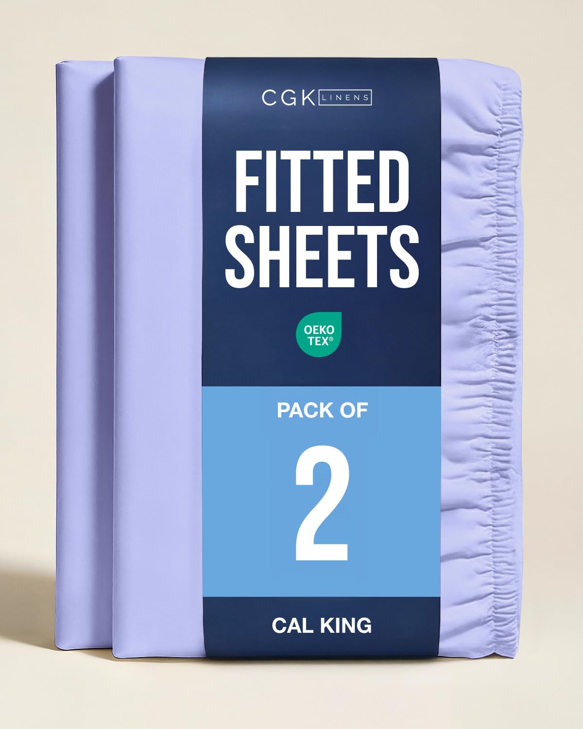 Cal King Fitted Sheet - Pack of 2 Single Fitted Bottom Sheet - Lavender