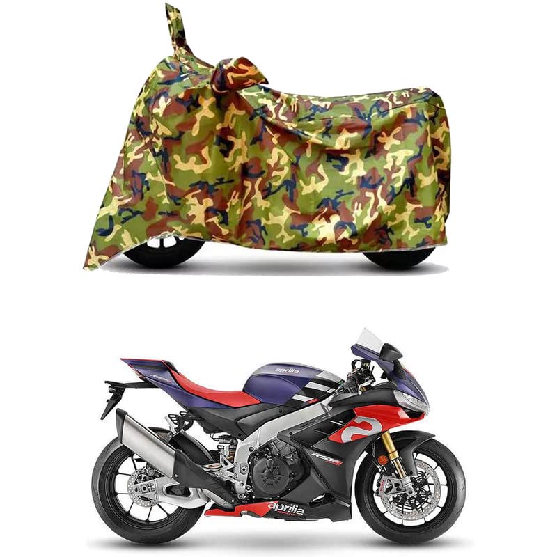 Image of Waterproof 100% PVC Coated Bike Scooty Two Wheeler Body Cover Compatible for Aprilia RSV4 1100 Factory /UV-Rays /Heat Protection /Birds Dropping /Scratchproof /Dust Proof /All [6X6 Jungle Print]