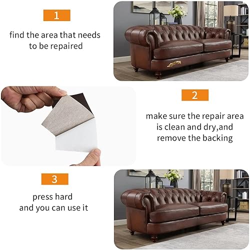 Miniatura 3 de YORTJ Cinta de reparación de cuero marrón oscuro para muebles 3 x 60 pulgadas cinta de reparación súper adhesiva para muebles de vinilo asiento de