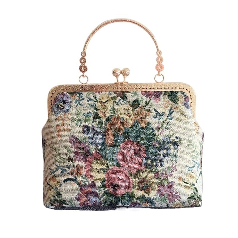 Amazon.co.jp: ヴィンテージ刺繍バッグ女性用財布とハンドバッグ