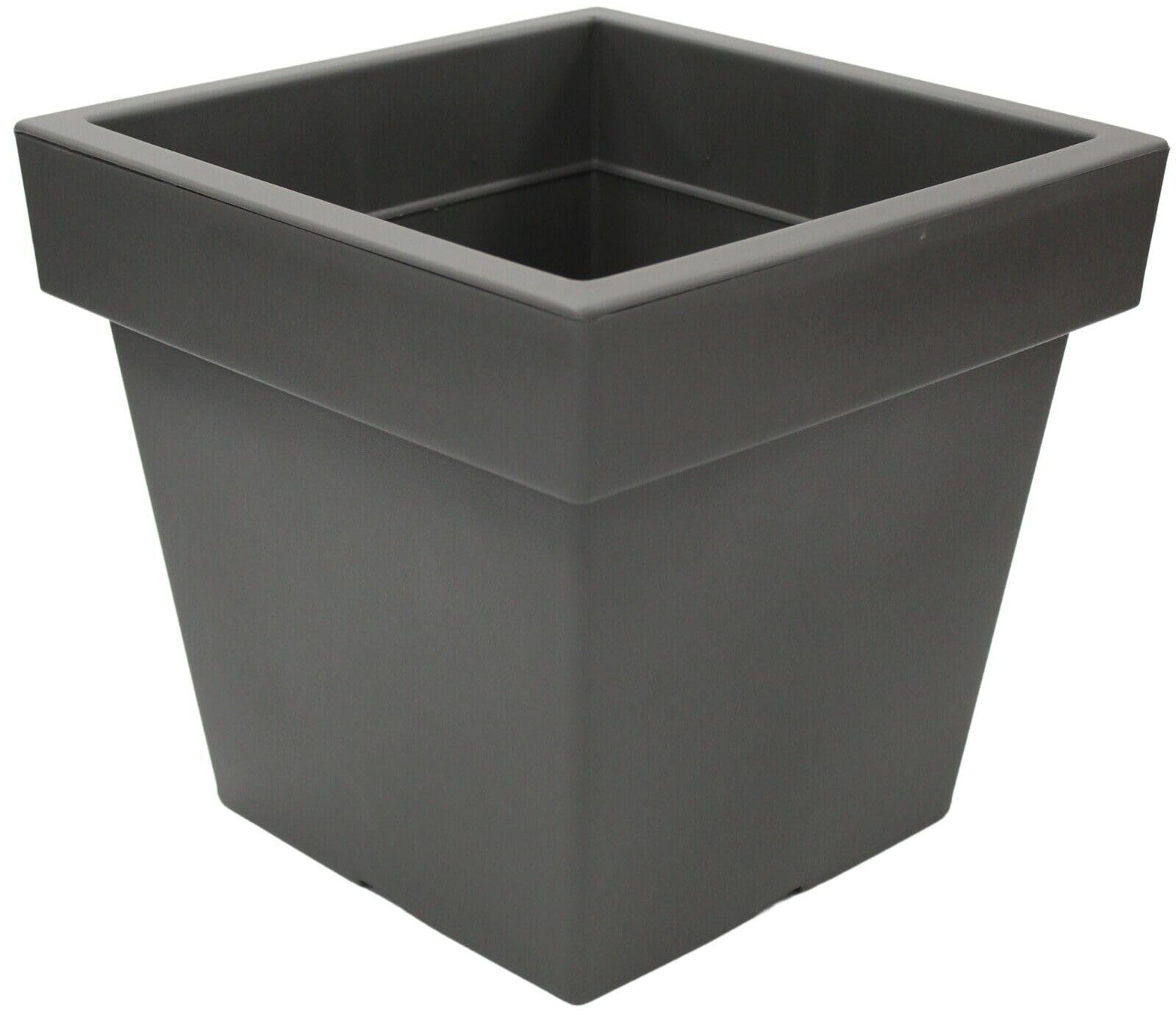 Rammento Stone Grey 29 Cm Square Large Plastic Thick-Walled Planter, | 15.2L Uv-Resistant Flower Box Indoor/Outdoor Patio Pot For Herbs | 27 Cm Tall Herb Garden & Vegetable Planter/Houseplant Pot