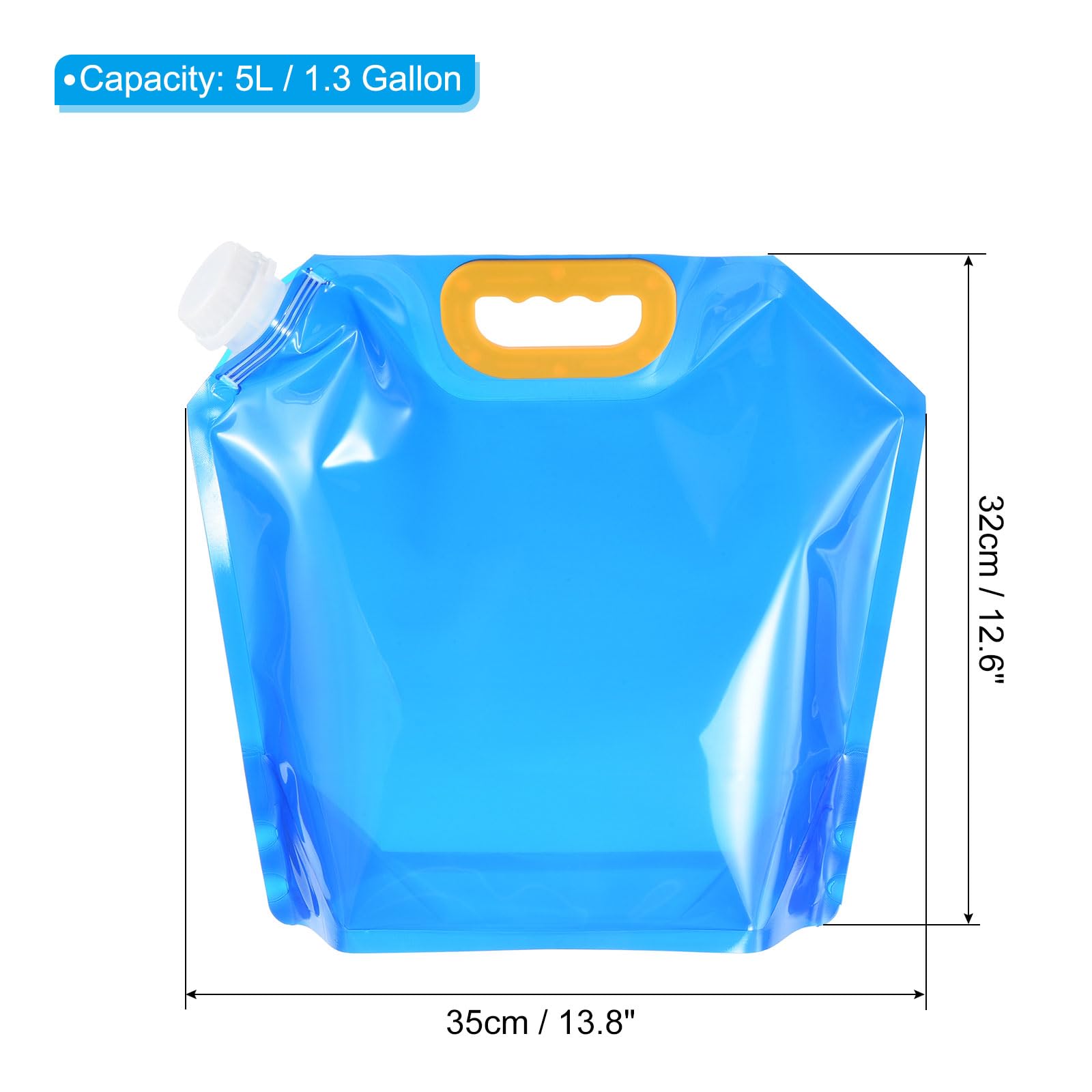 PATIKIL 1.3 Gallon Collapsible Water Container Bag, 2 Pack Plastic Storage Jug Folding Water Bag for Camping Hiking - Image 2